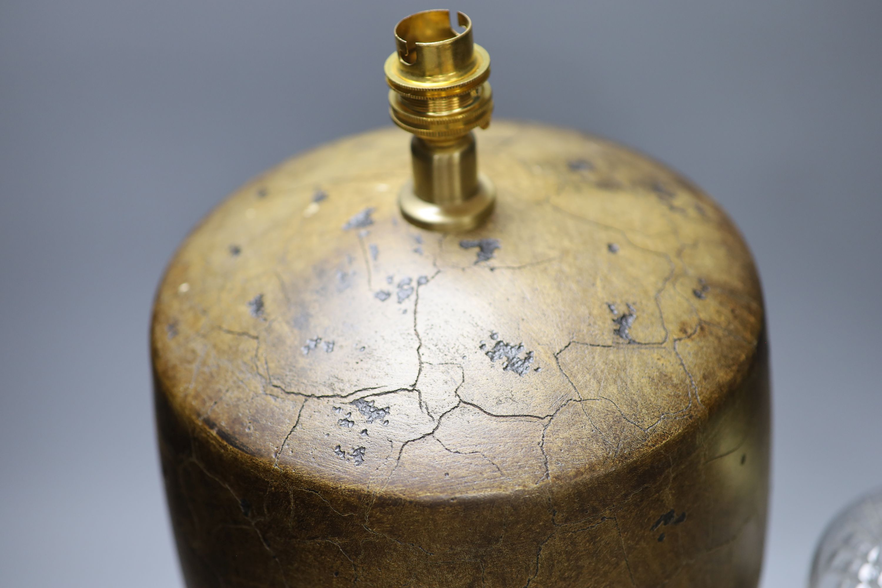 A cut glass and brass table lamp, and another lamp, tallest 40cm